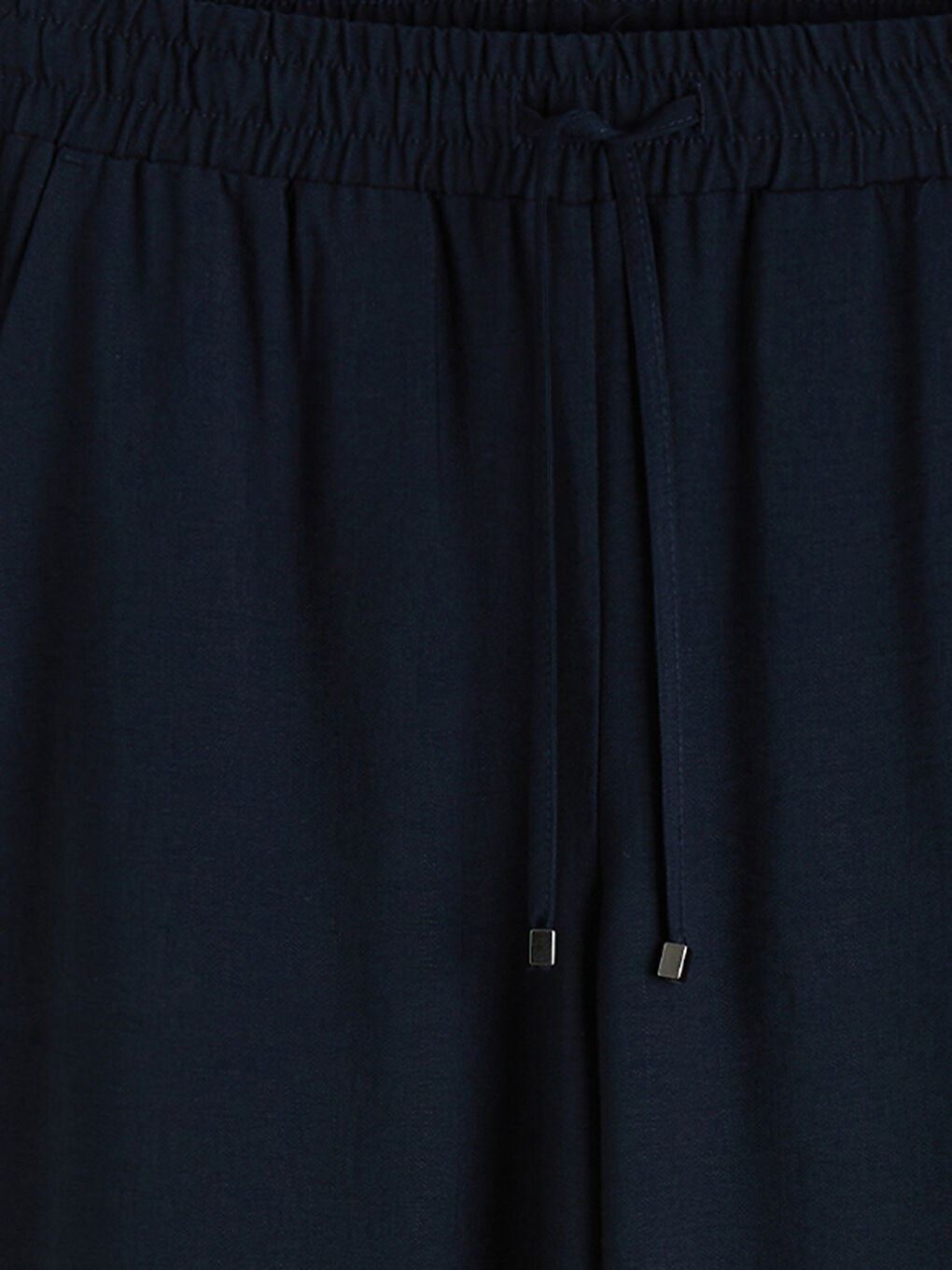 Lacivert Beli Lastikli Havuç Kesim Kadın Pantolon-2