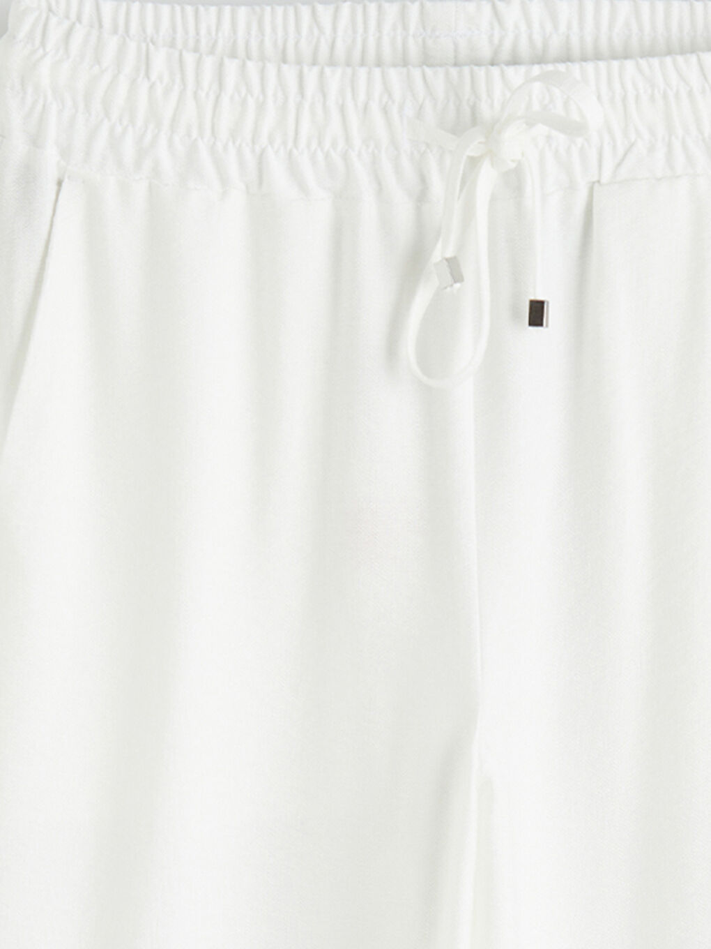 Ekru Beli Lastikli Havuç Kesim Kadın Pantolon-2