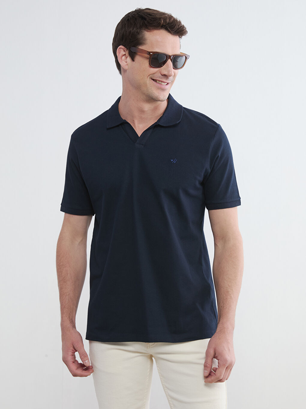 Lacivert Polo Yaka Pike Erkek Tişört