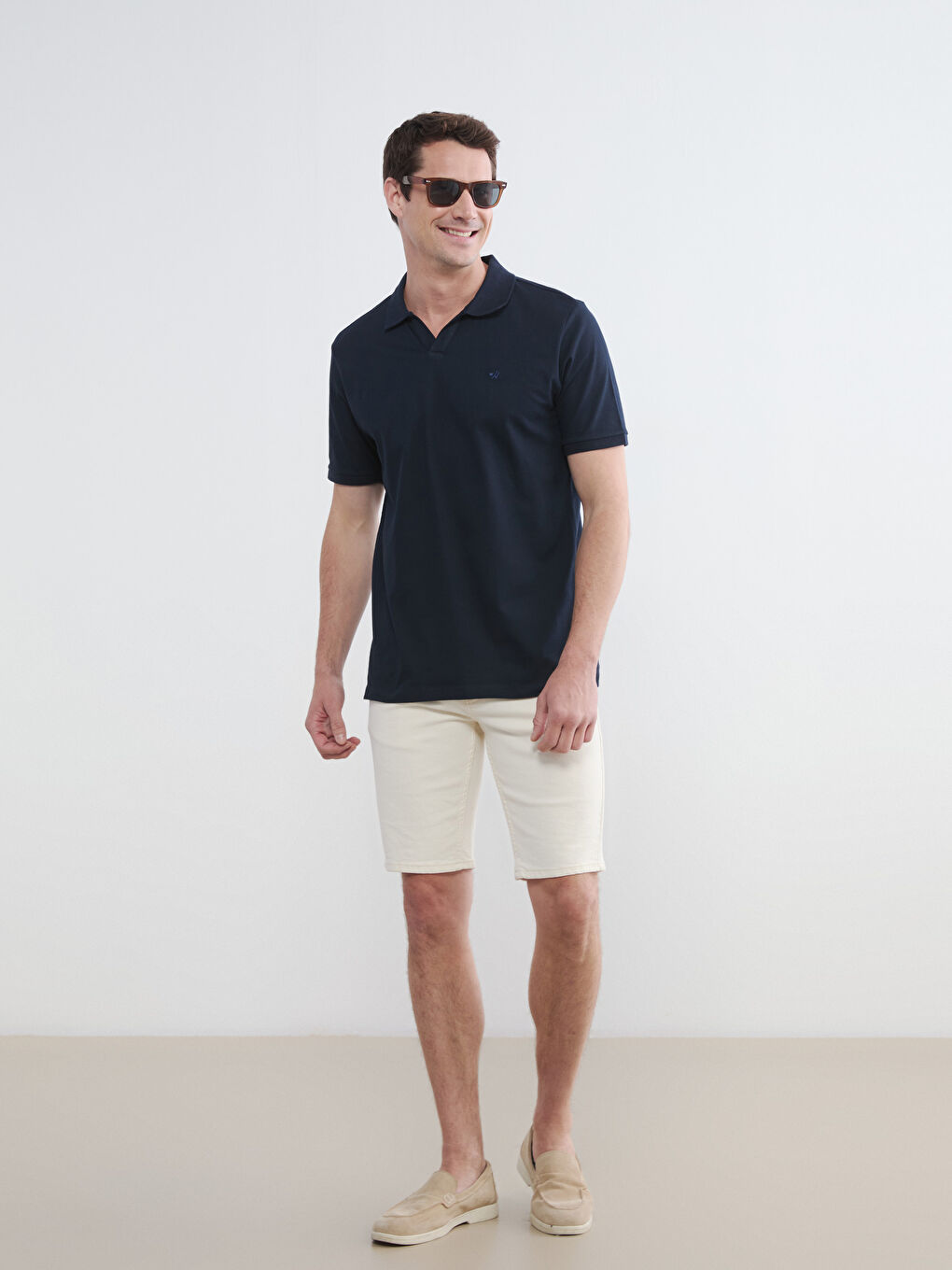 Lacivert Polo Yaka Pike Erkek Tişört-1