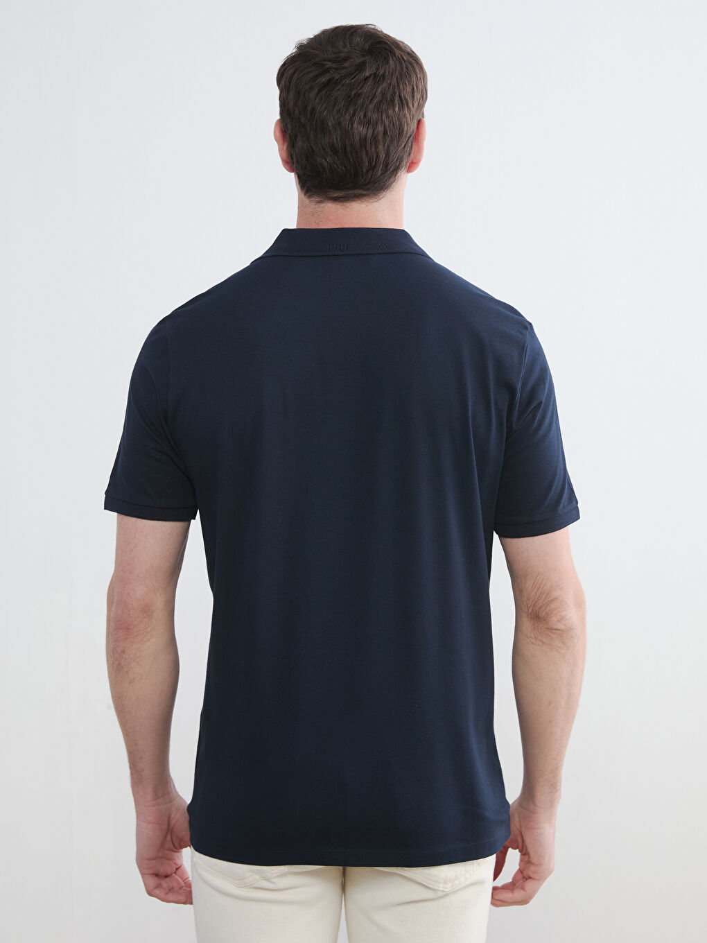 Lacivert Polo Yaka Pike Erkek Tişört-3