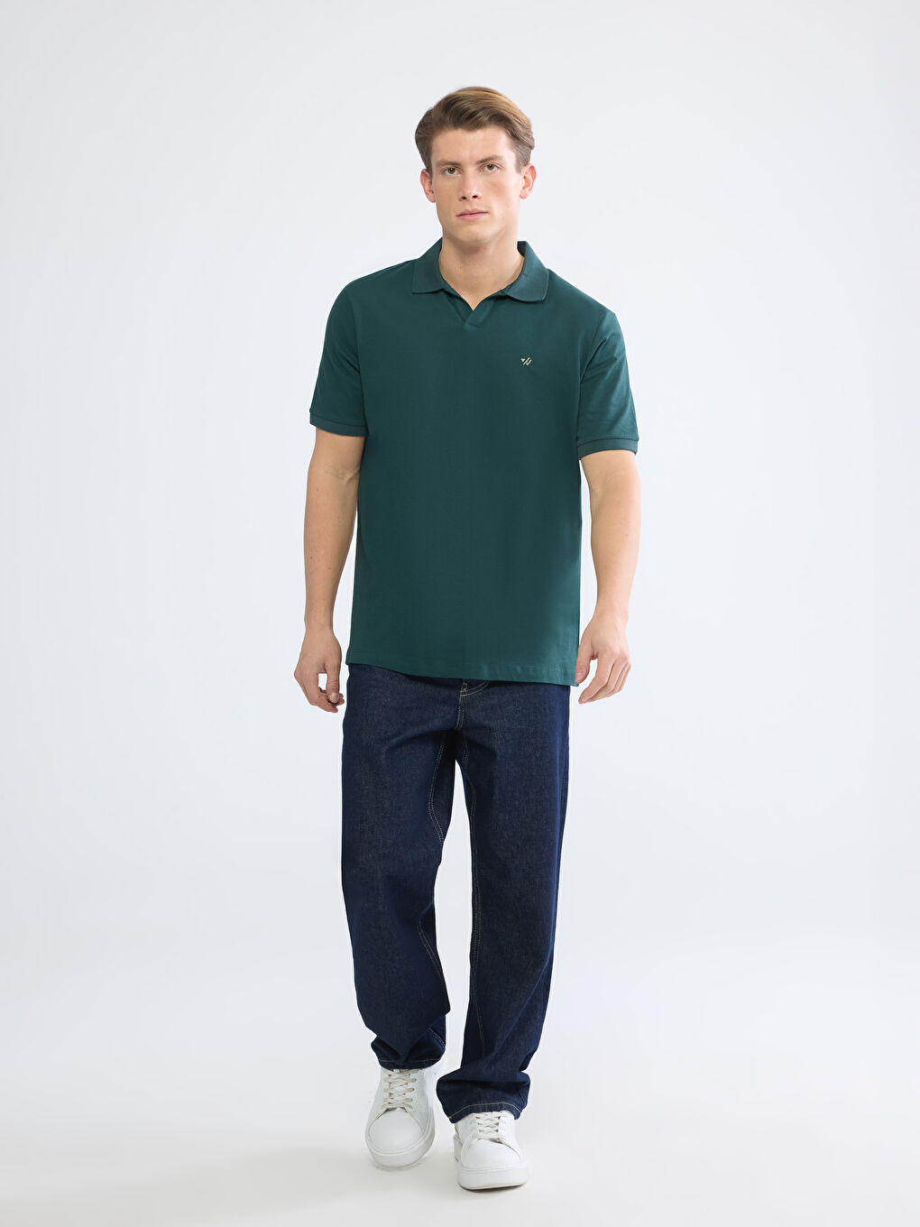 Yeşil Polo Yaka Pike Erkek Tişört-1