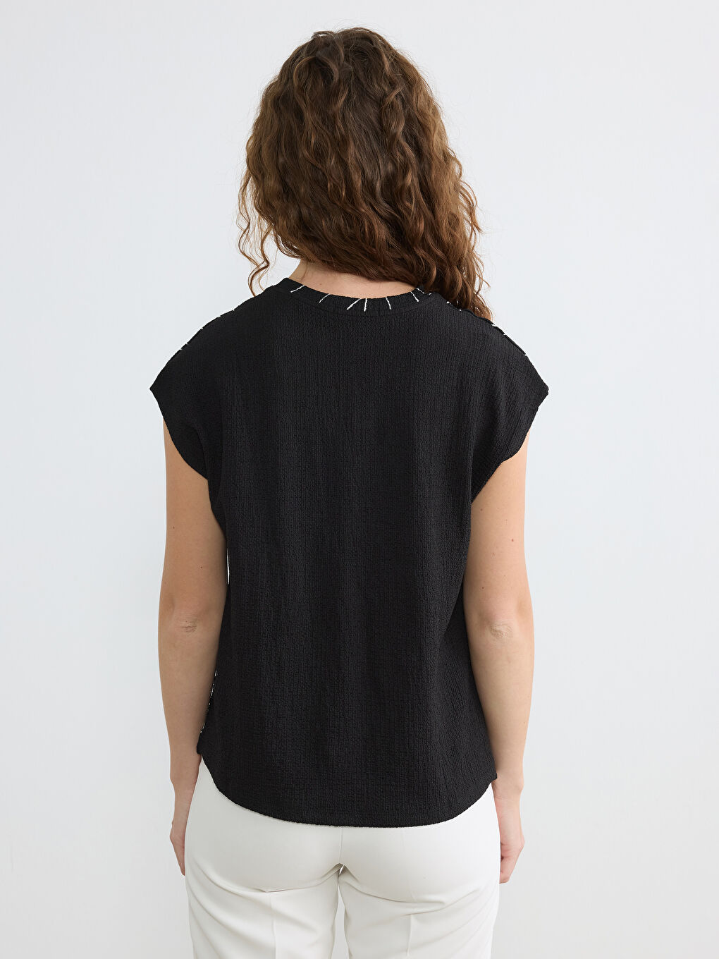 Crew Neck Patterned Blouse-3