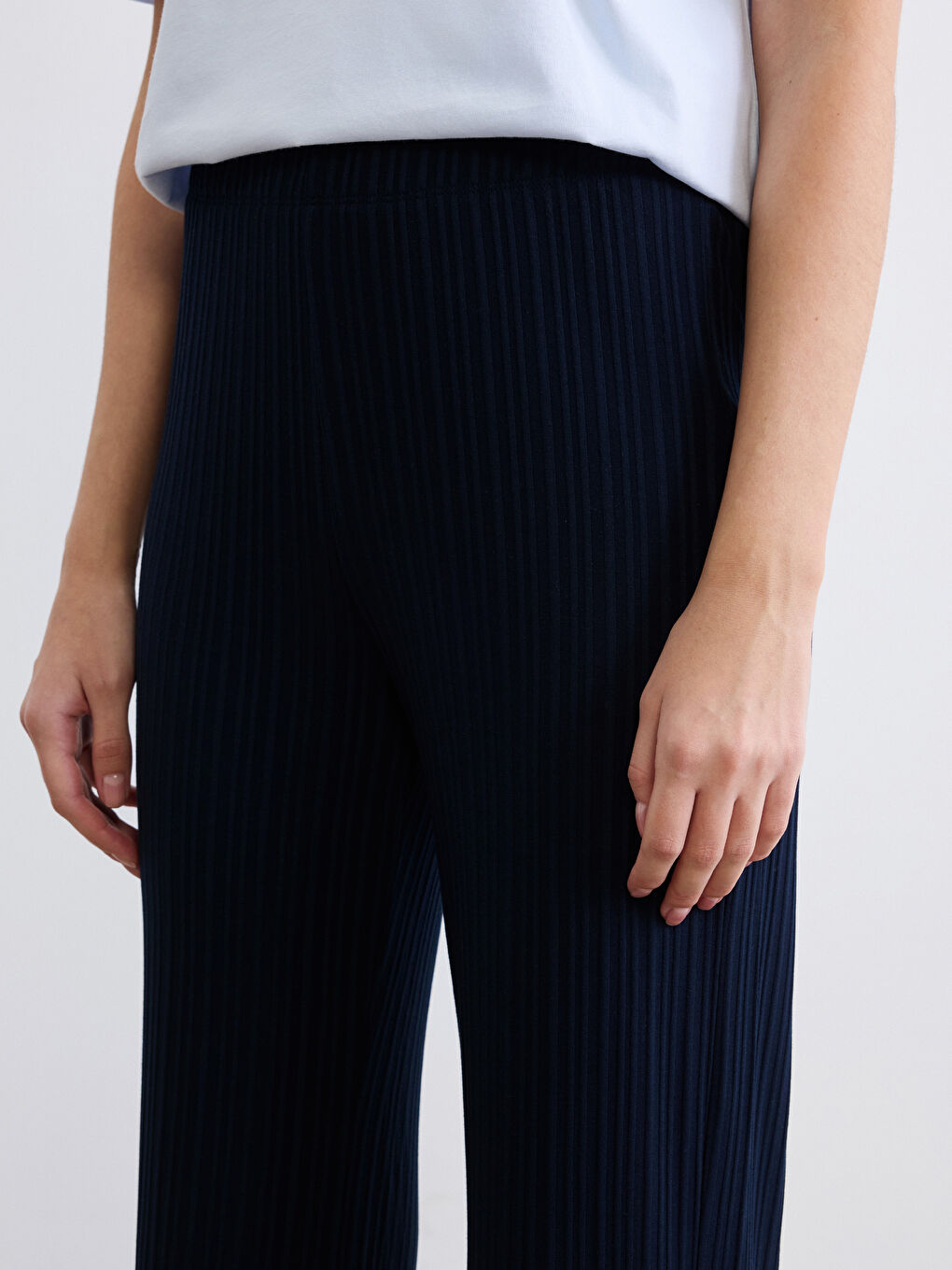 Striped Women's Trousers with Elastic Waist-2