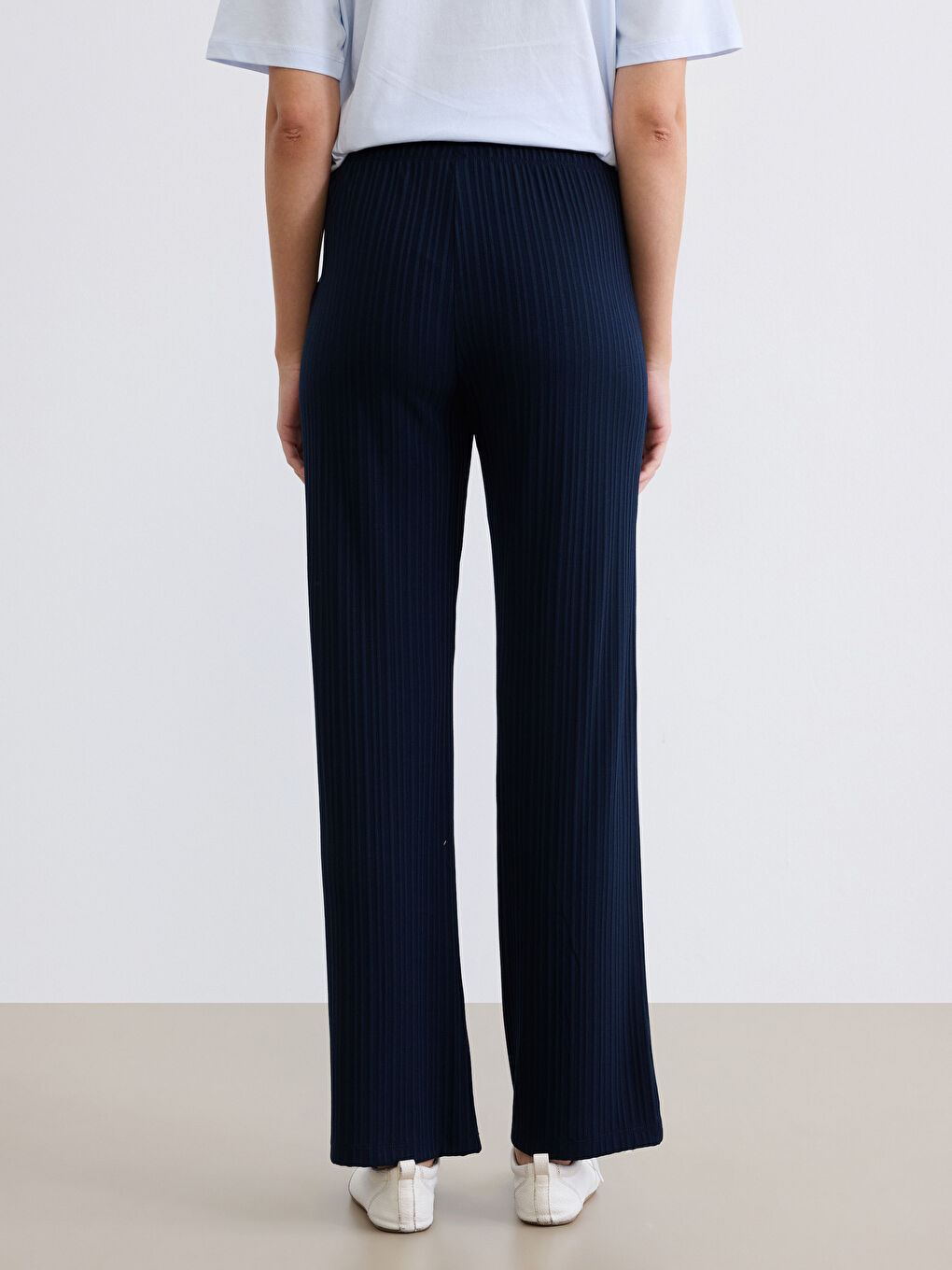 Striped Women's Trousers with Elastic Waist-3