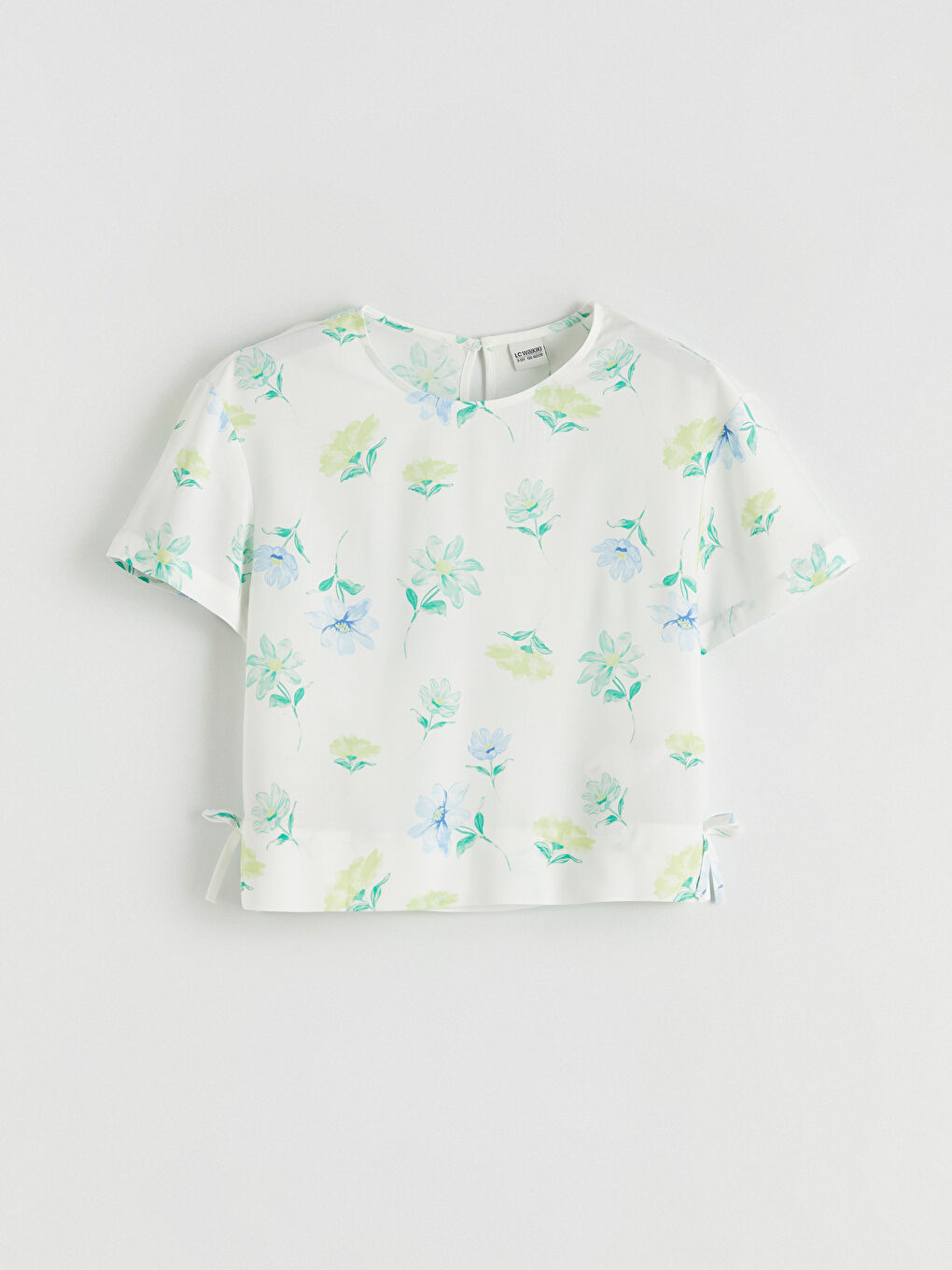 Crew Neck Floral Girls' Blouse
