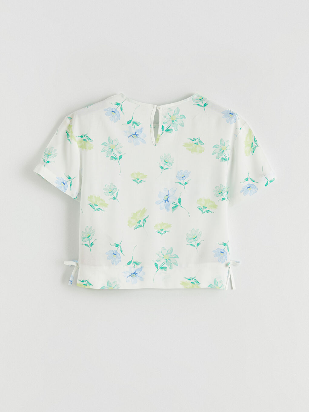 Crew Neck Floral Girls' Blouse-2
