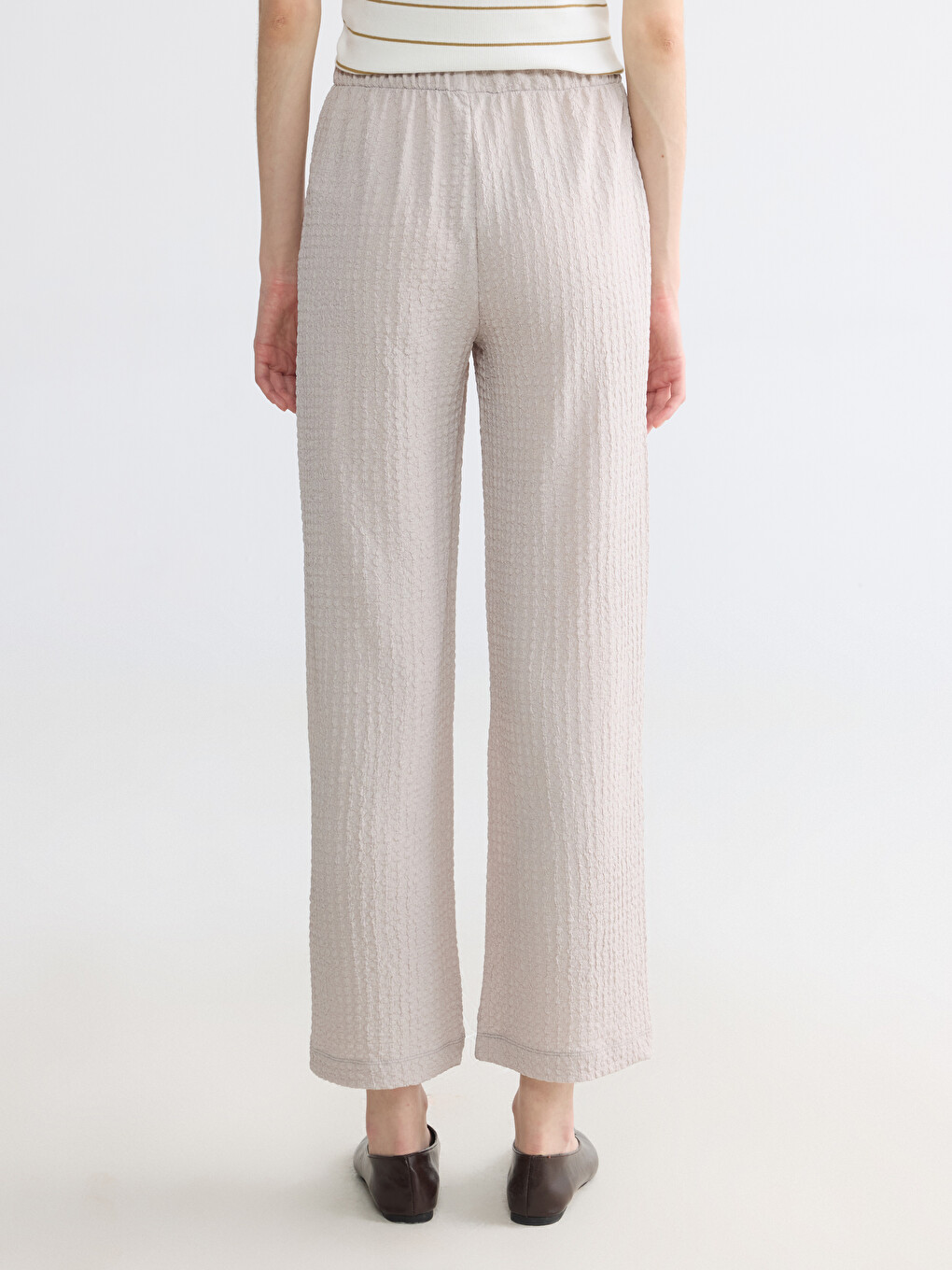 Elastic Waist Textured Women's Trousers-3