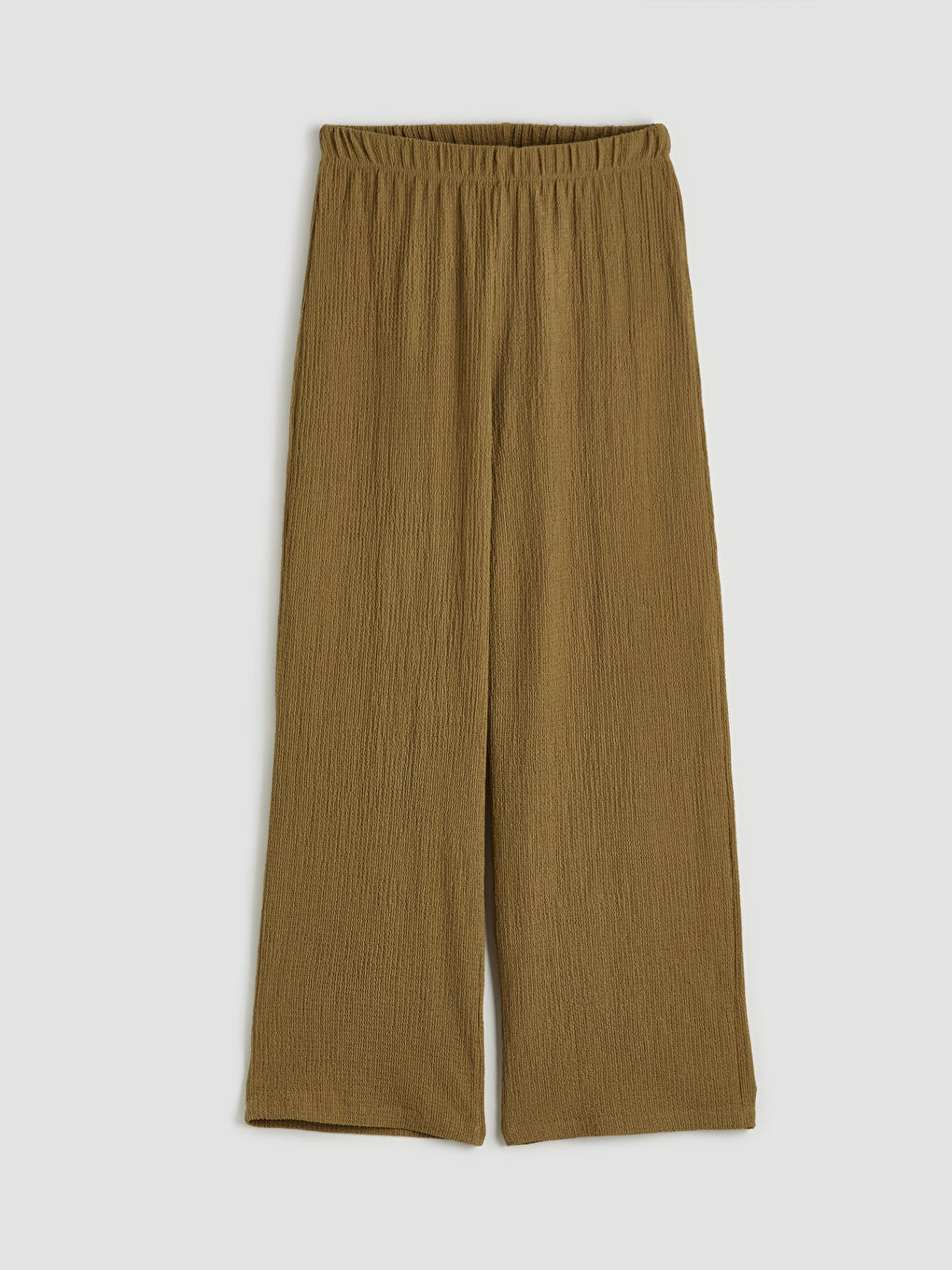 Textured Women's Trousers with Elastic Waistband