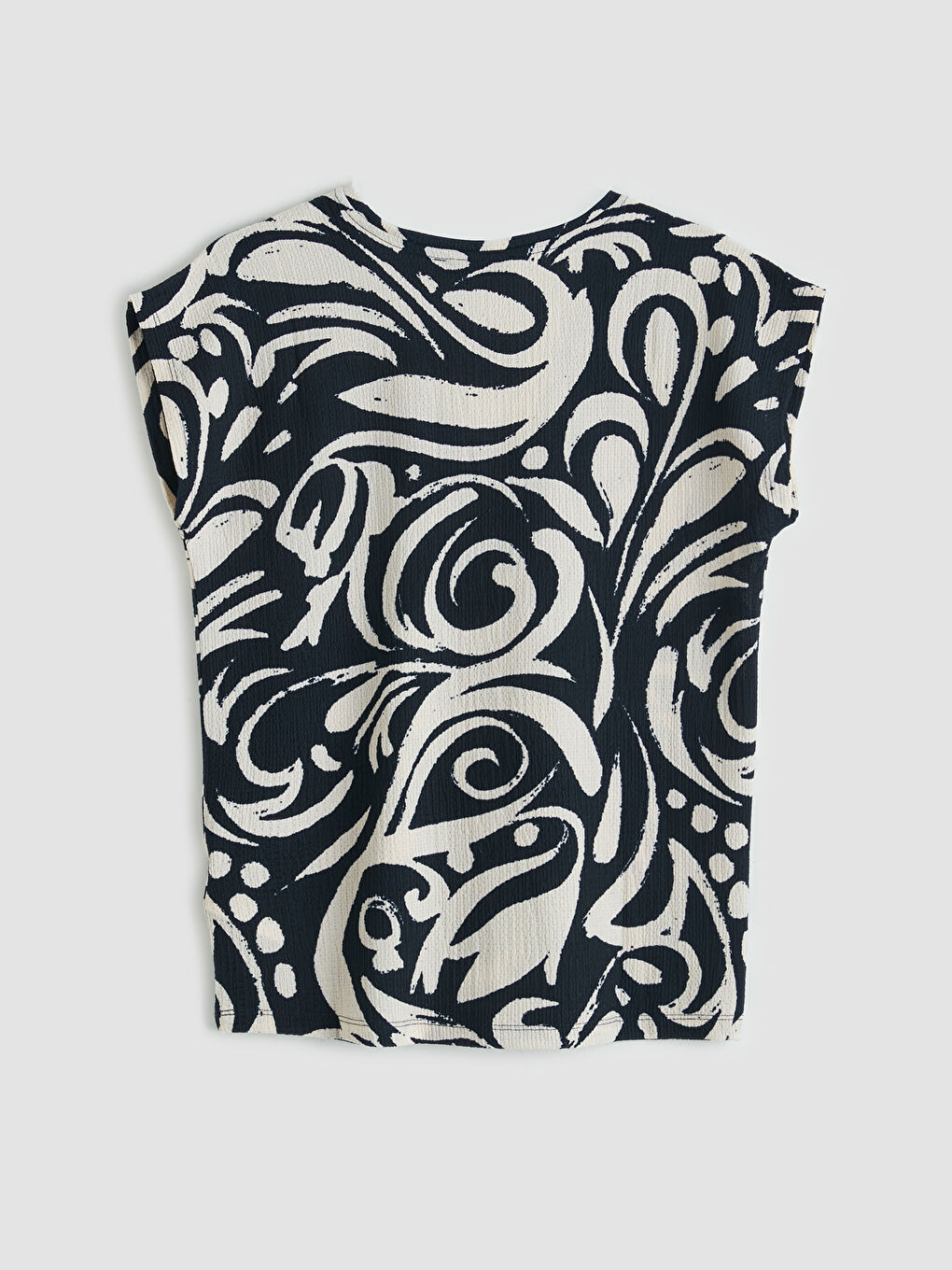 V Neck Patterned Women's T-Shirt-5