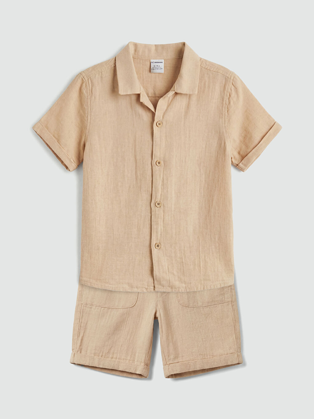 Bej Erkek Çocuk Gömlek ve Şort