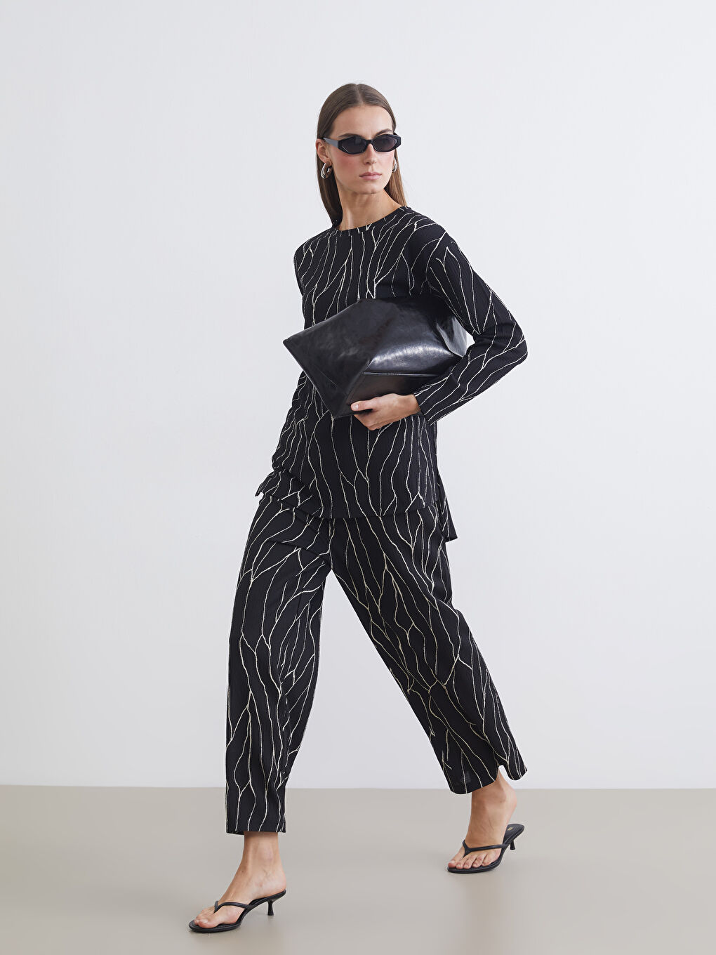 Elasticated Waist Patterned Women's Trousers