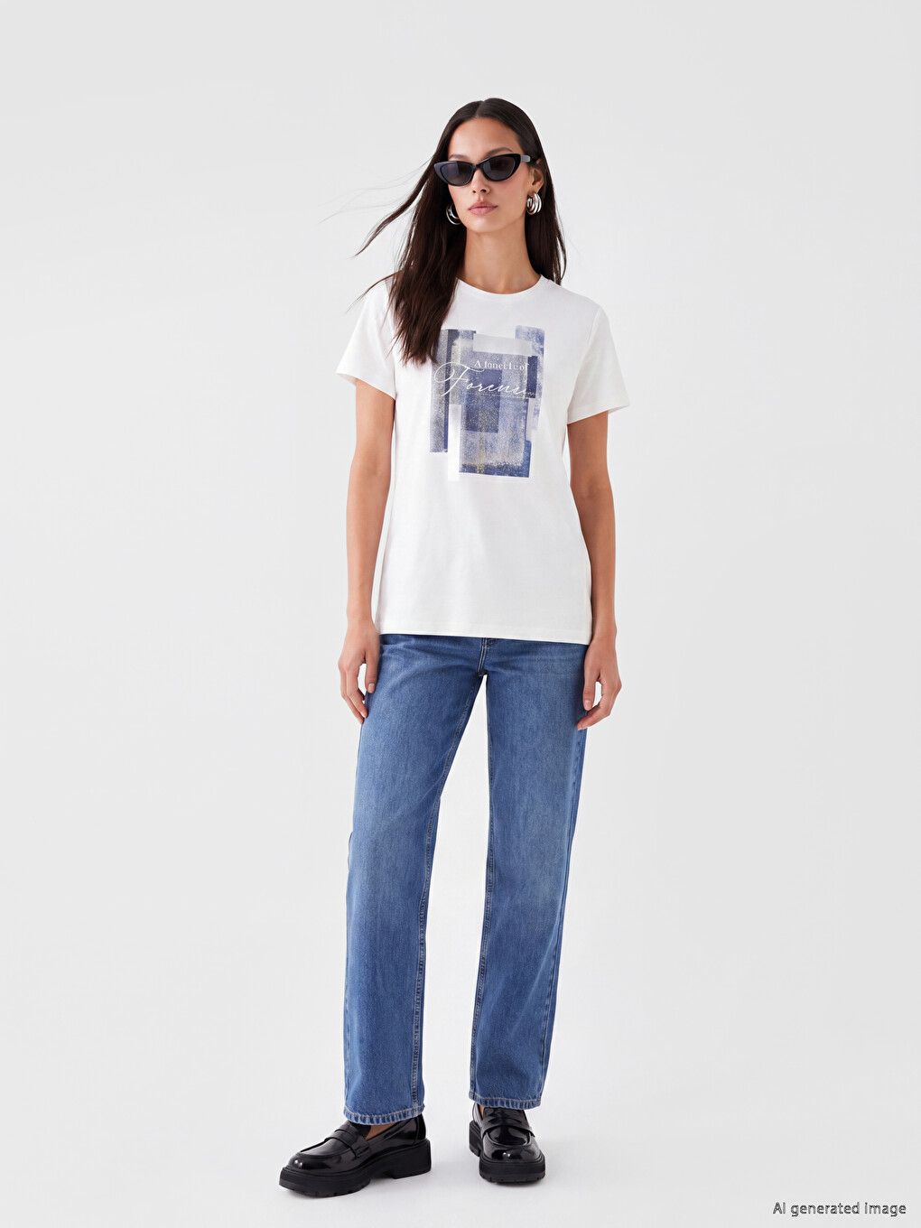 Crew Neck Printed Women's T-Shirt-1