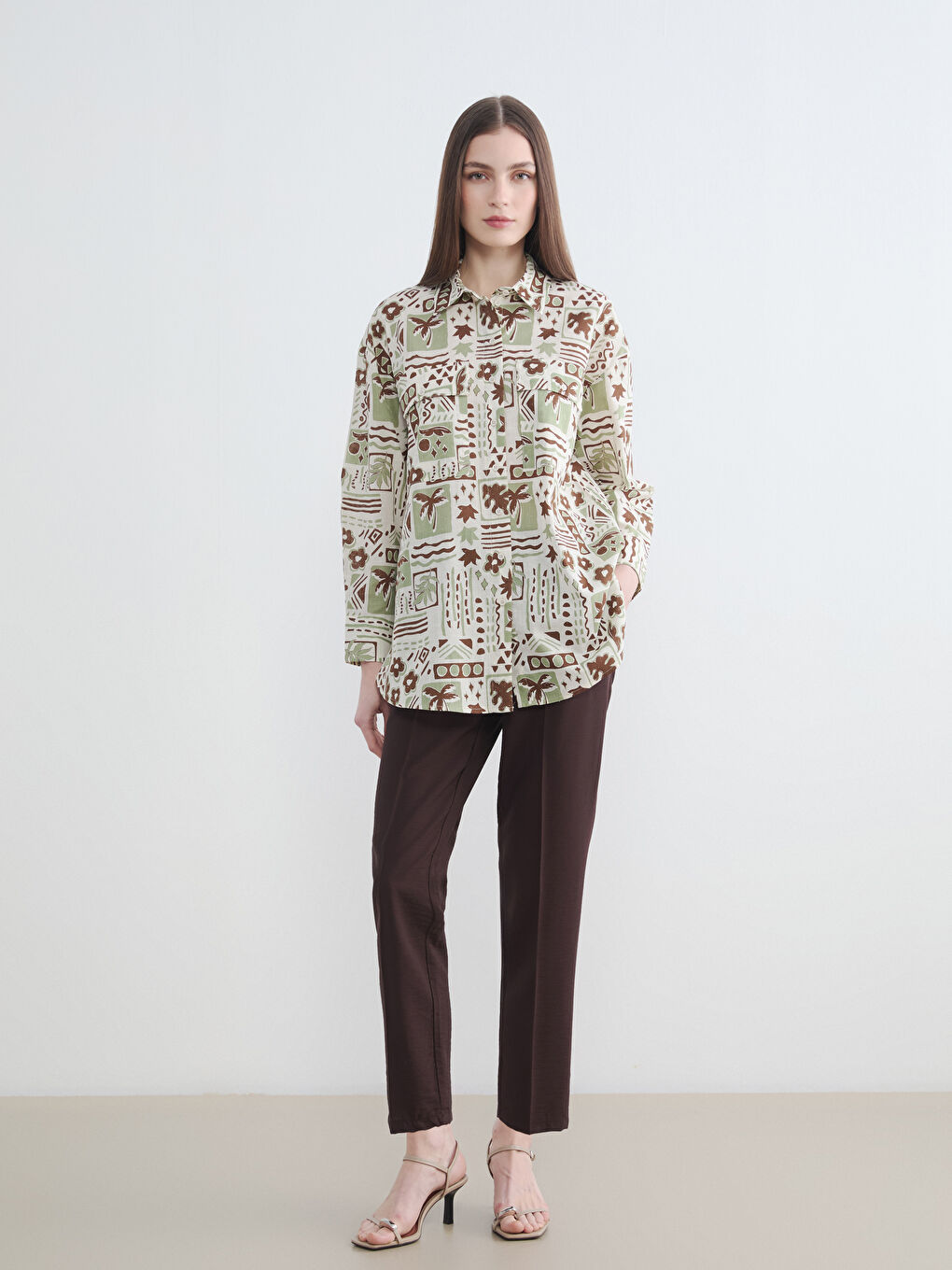 Kahverengi Beli Lastikli Havuç Kesim Kadın Pantolon