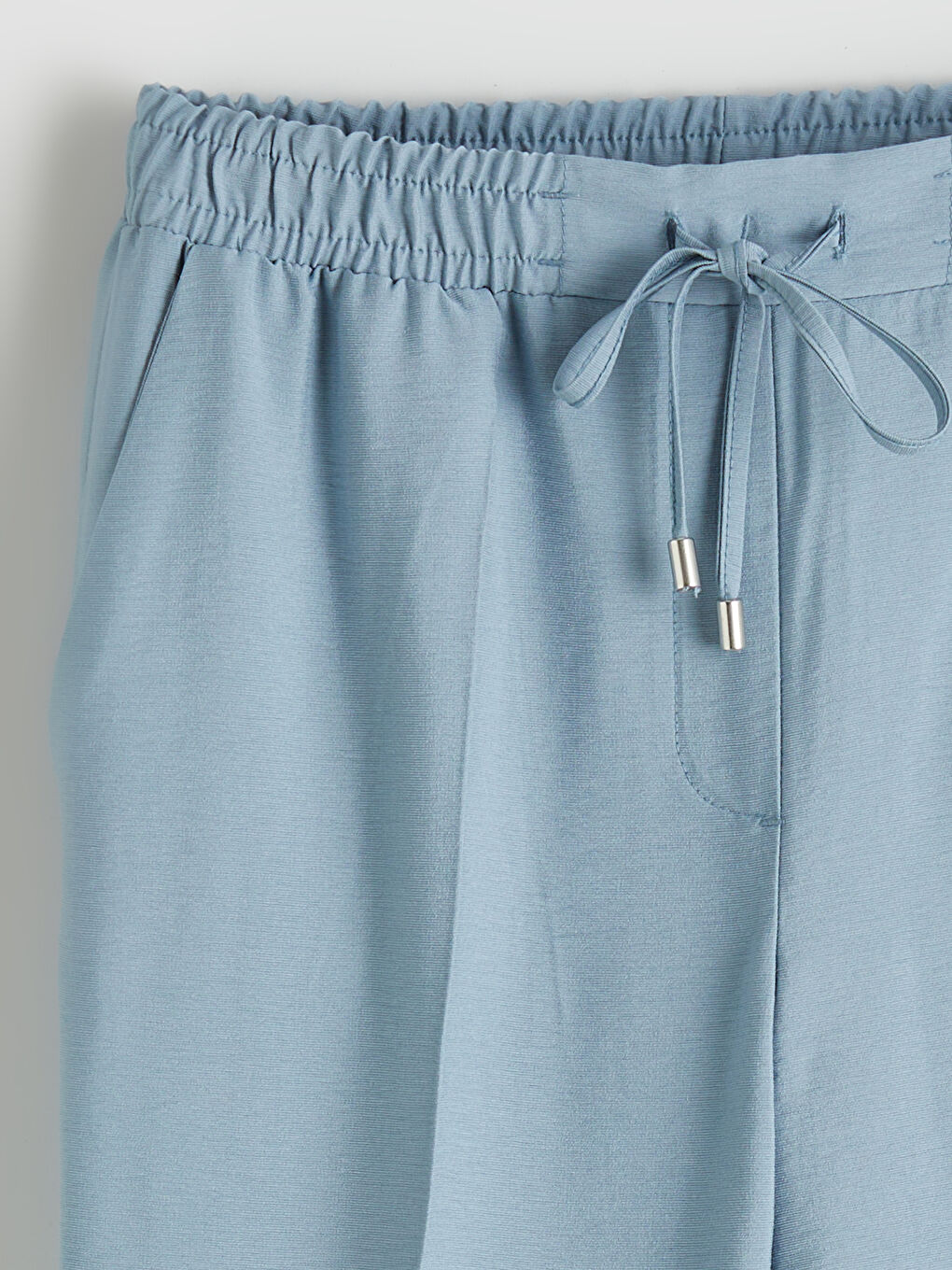 Mavi Beli Lastikli Havuç Kesim Kadın Pantolon-5