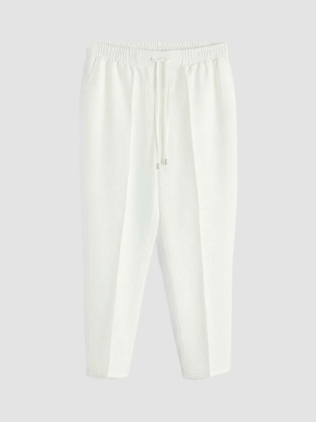 Beyaz Beli Lastikli Havuç Kesim Kadın Pantolon-4