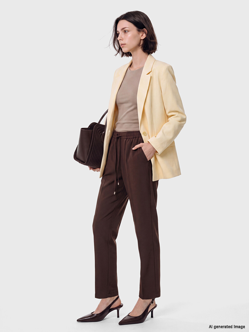 Elastic Waist Carrot Fit Women's Trousers