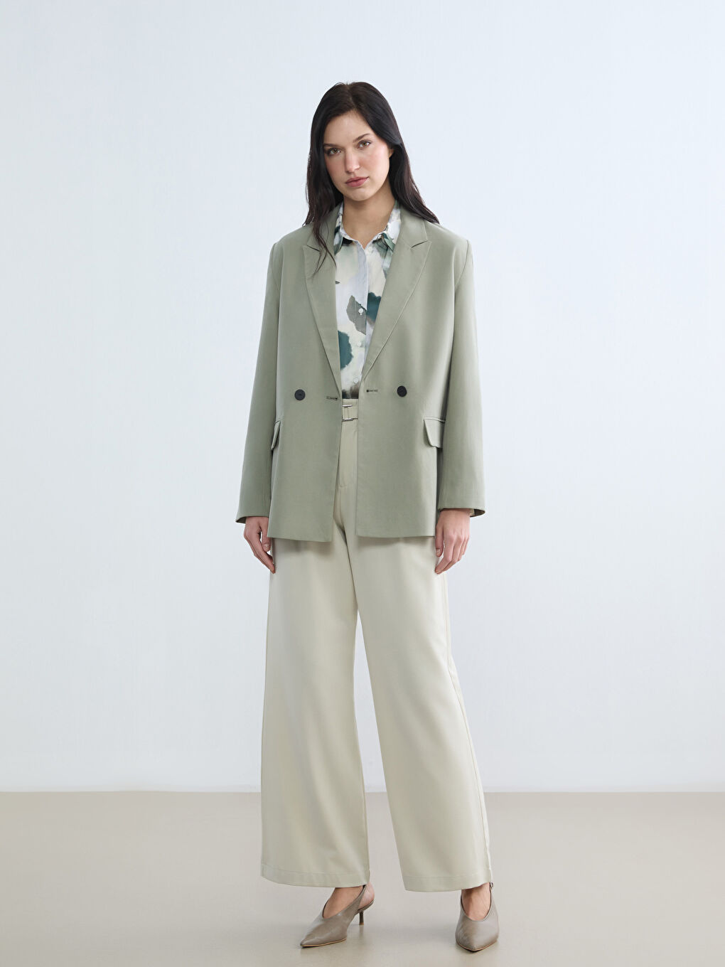 Double Breasted Women's Blazer Jacket-1