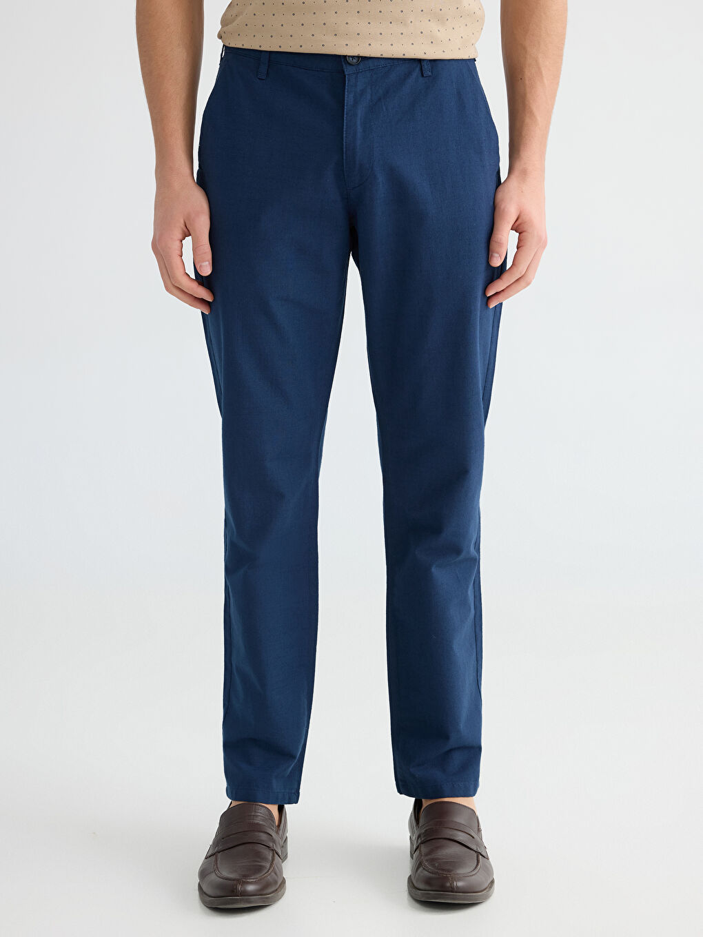 Lacivert Standart Kalıp Erkek Chino Pantolon-1