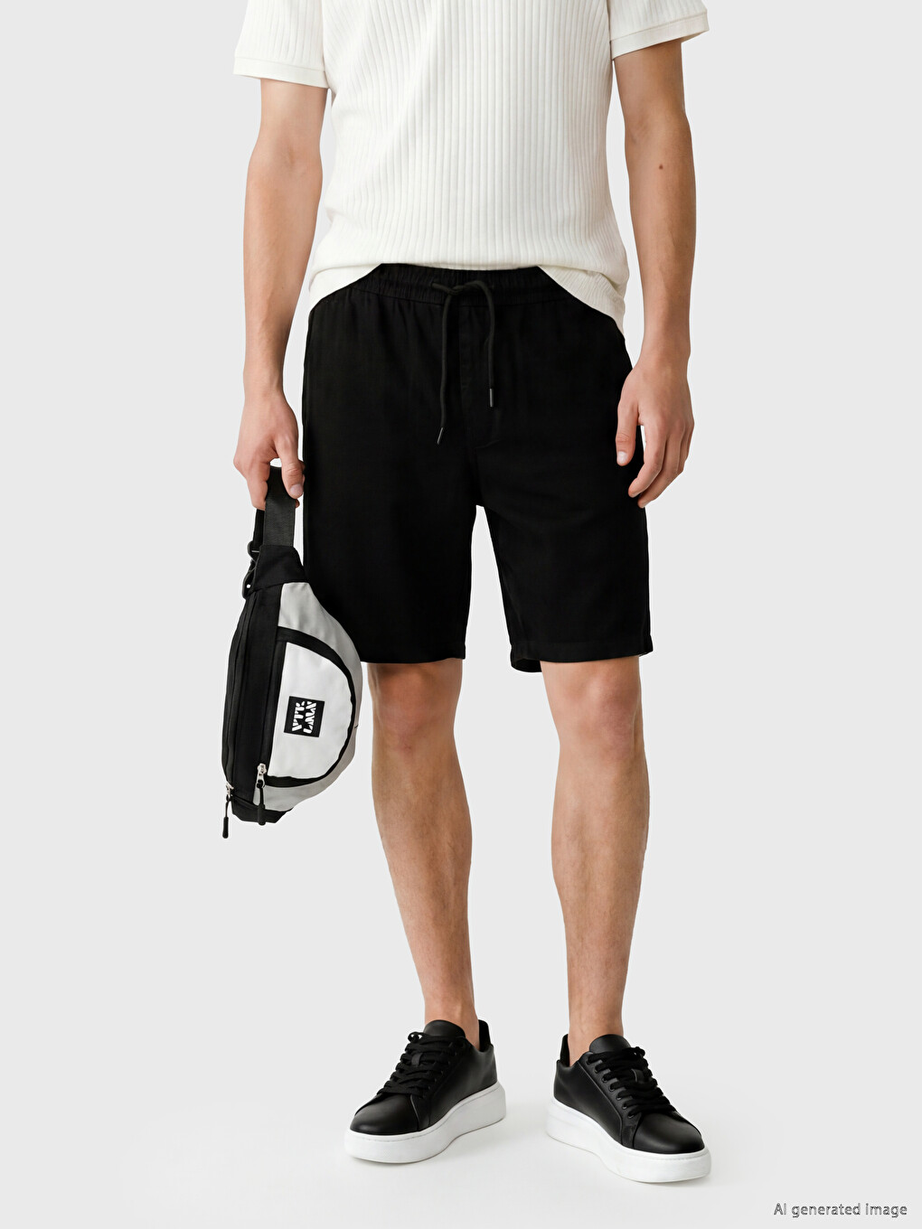 Man Black Denim Shorts