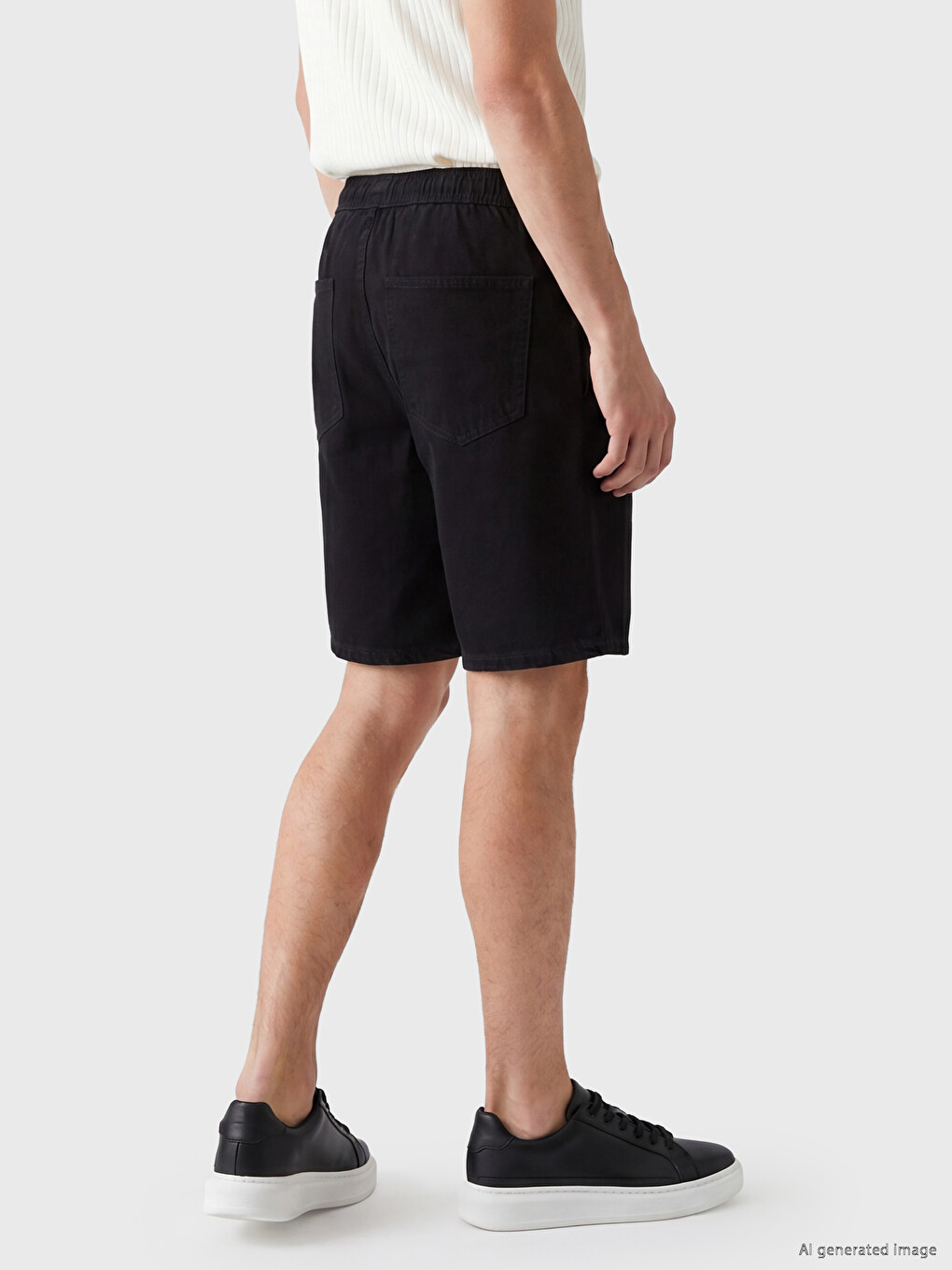 Man Black Denim Shorts-2