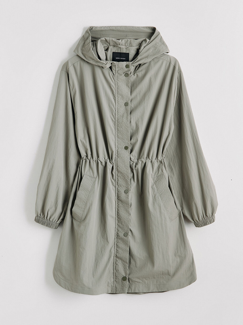 Yeşil Kapüşonlu Kadın Yağmurluk-5