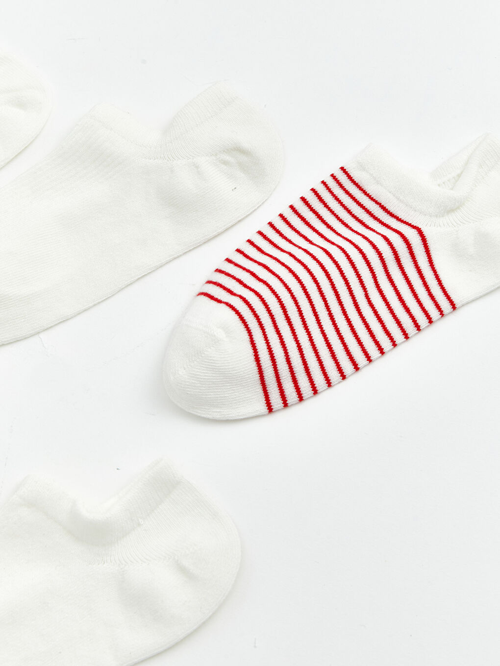 Ekru Desenli Kadın Sneaker Çorap 5'li-1