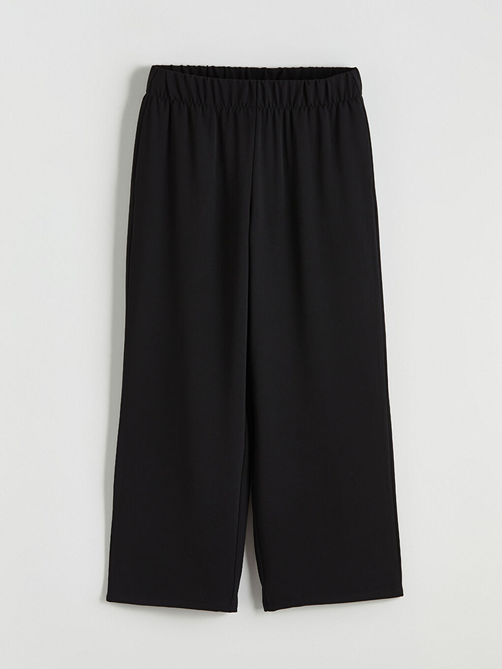 Siyah Beli Lastikli Geniş Paça Kadın Pantolon