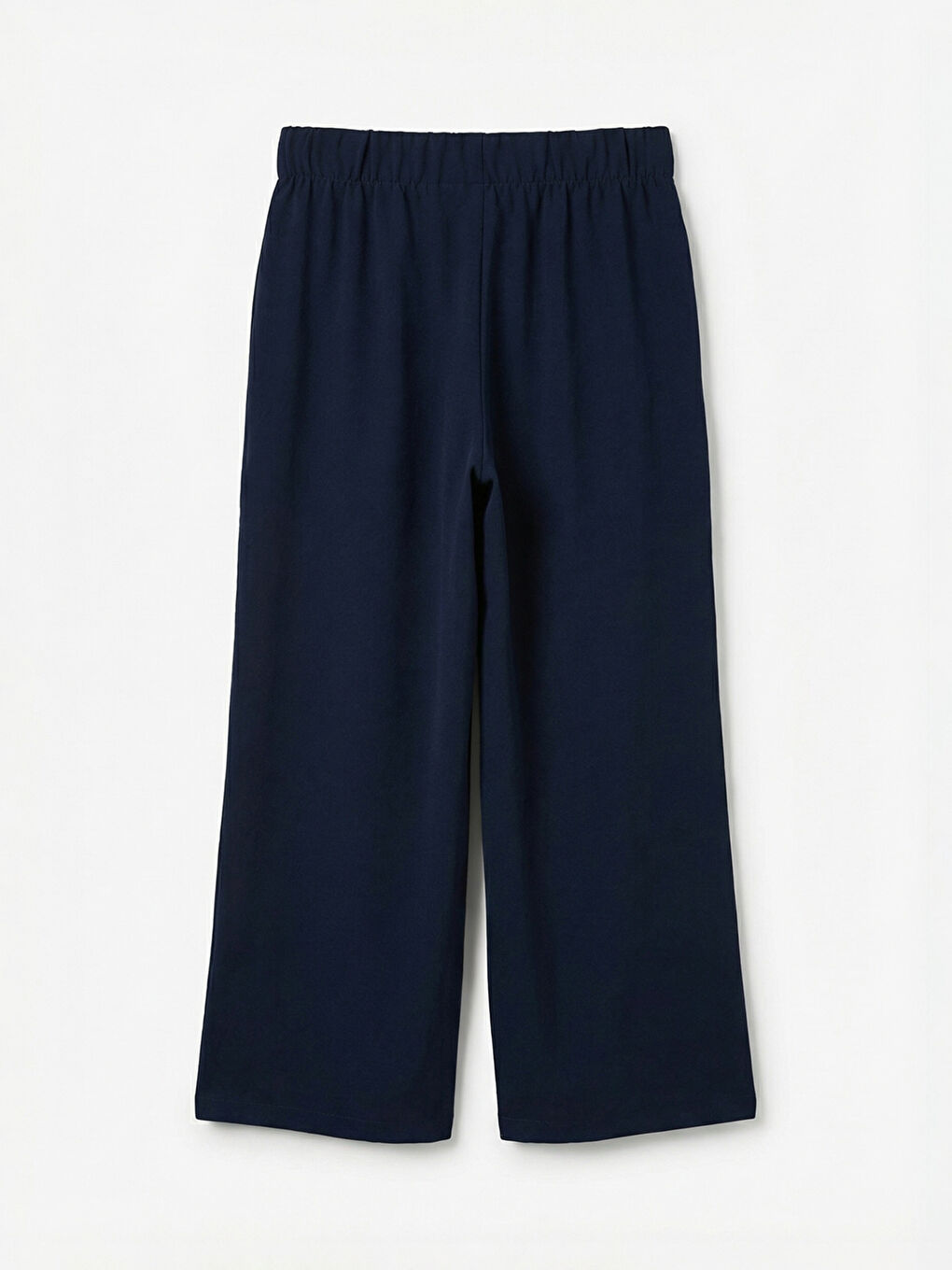 Lacivert Beli Lastikli Geniş Paça Kadın Pantolon-1