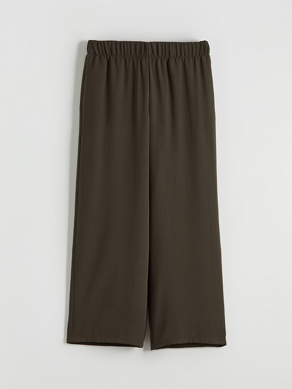 Haki Beli Lastikli Geniş Paça Kadın Pantolon-4