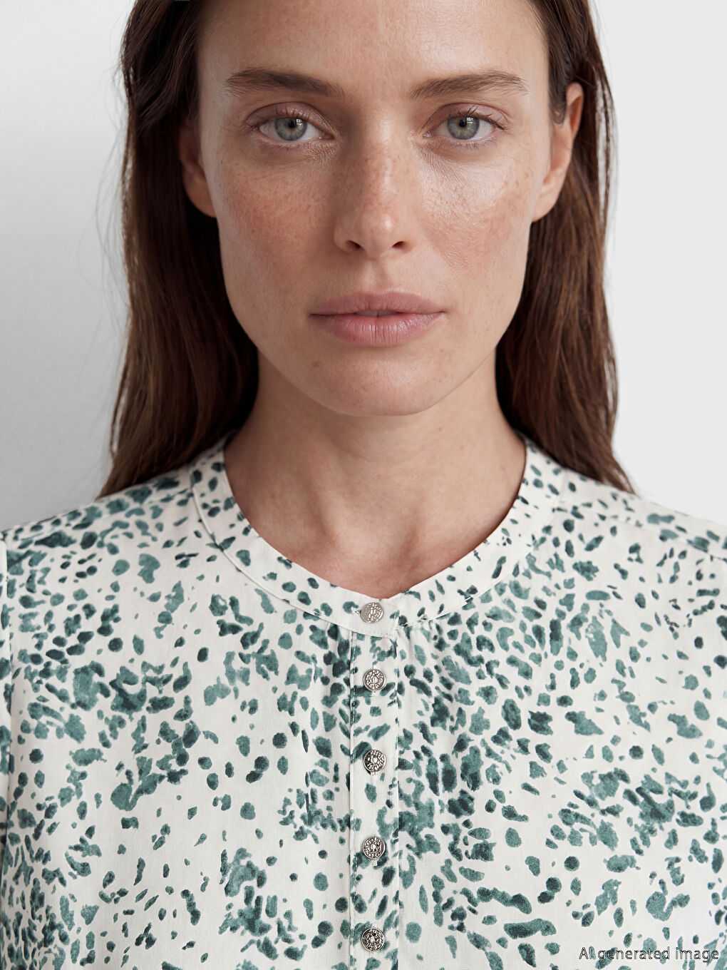 Bej Hakim Yaka Desenli A Kesim Belmando Elbise-2