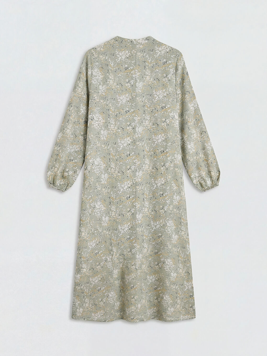 Yeşil Hakim Yaka Desenli Elbise-1