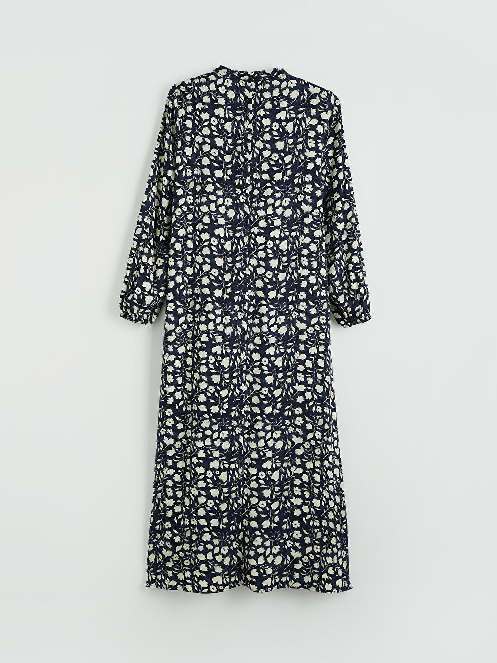 Lacivert Hakim Yaka Desenli Elbise-1