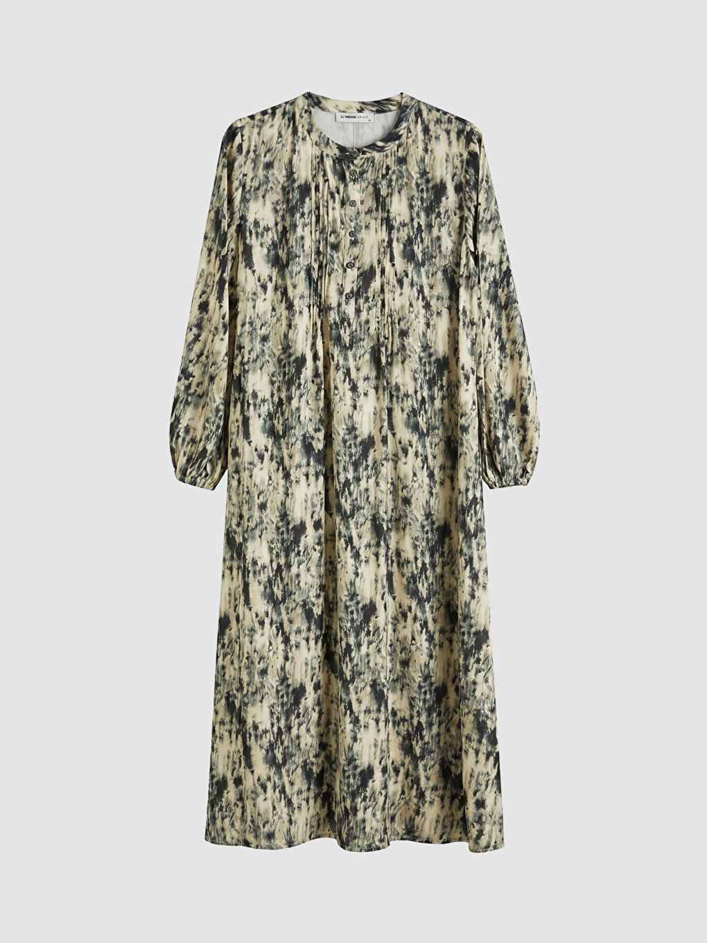 Grandad Collar Patterned Dress-4