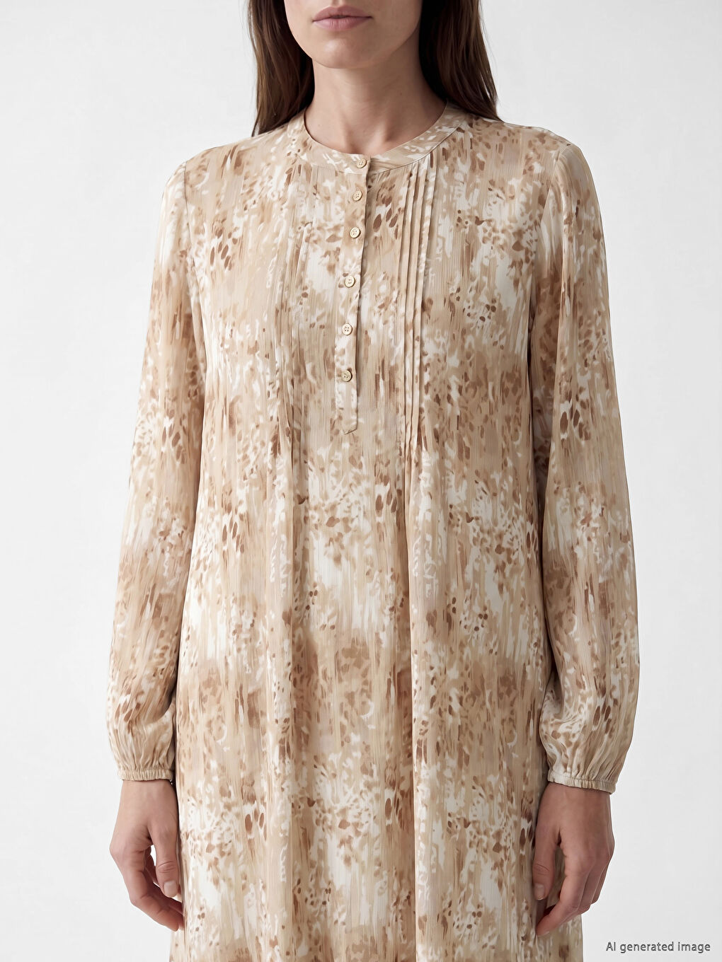 Grandad Collar Patterned Dress-2