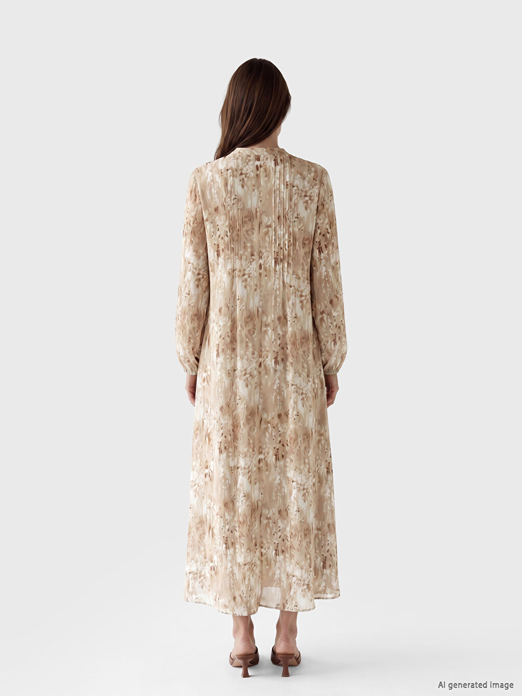 Grandad Collar Patterned Dress-3