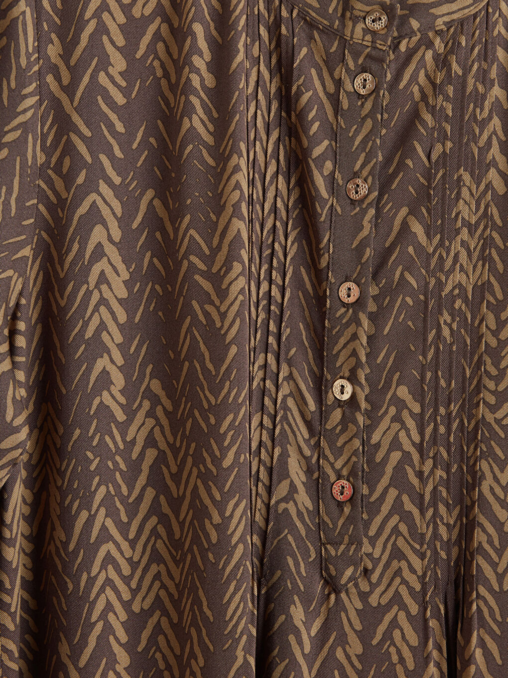 Kahverengi Hakim Yaka Desenli Elbise	-2