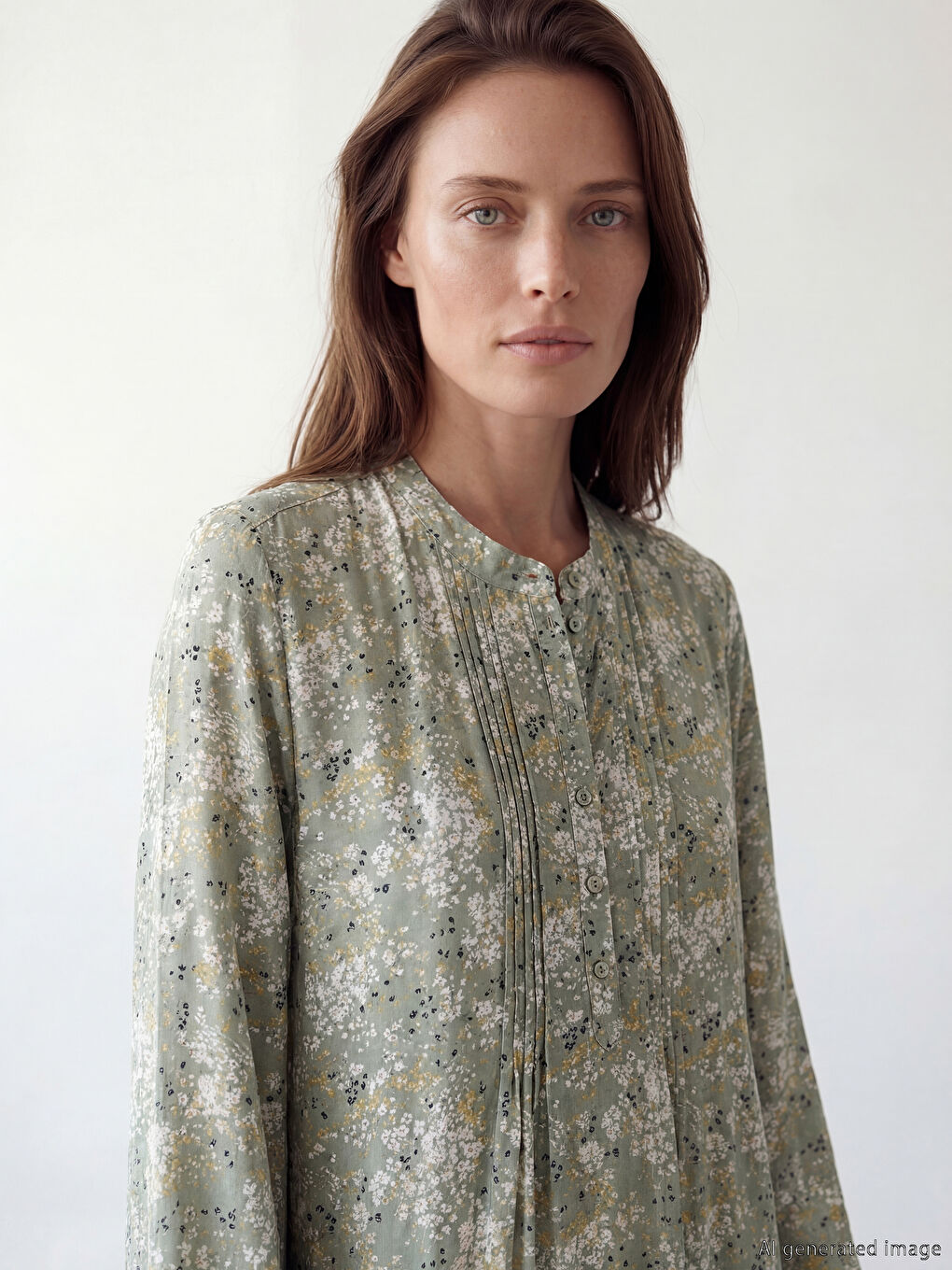 فستان منقوش بياقة الجد-1