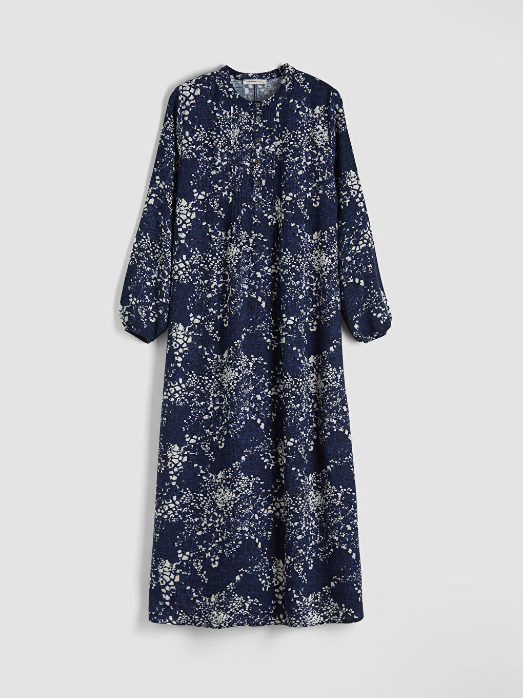 Grandad Collar Patterned Dress-4