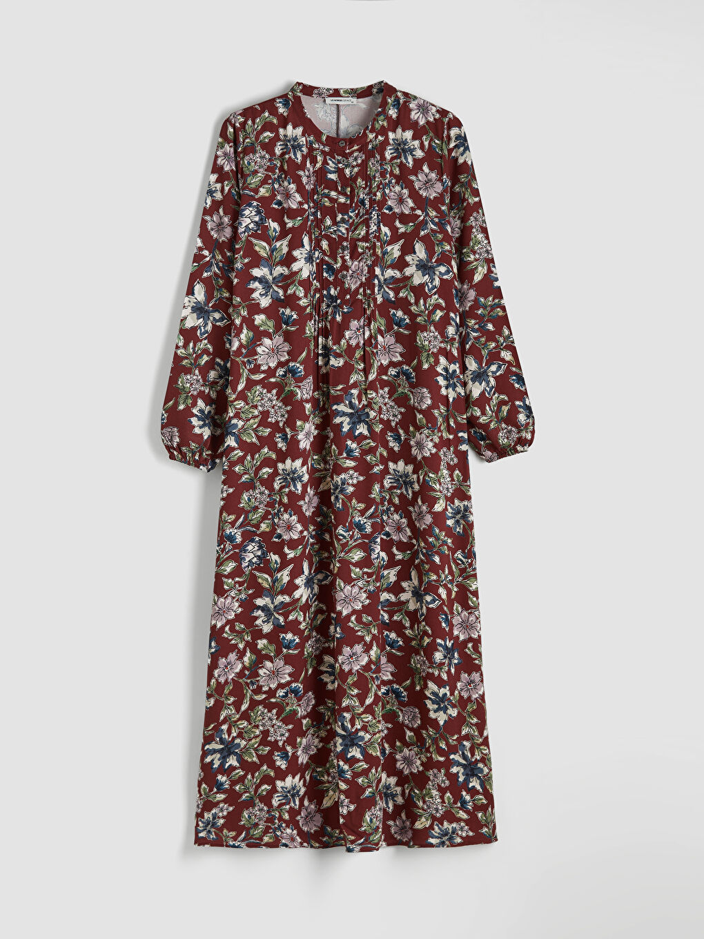 Grandad Collar Patterned Dress-4