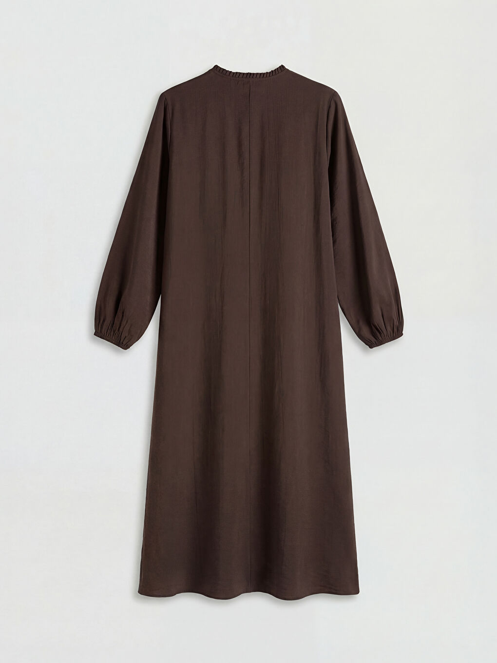 Kahverengi Fırfırlı Hakim Yaka A Kesim Elbise-1
