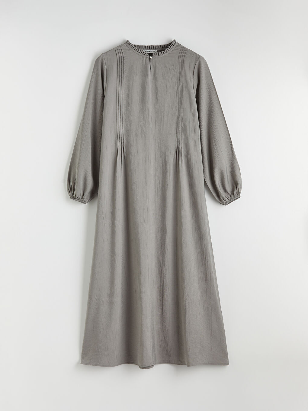 Gri Bisiklet Yaka Balon Kollu Elbise