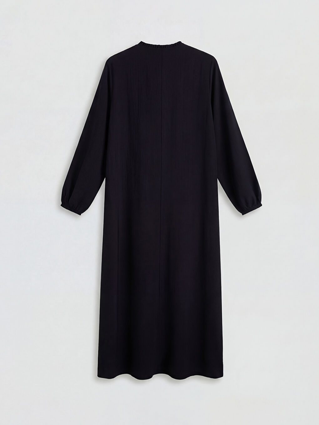 Siyah Bisiklet Yaka Balon Kollu Elbise	-1