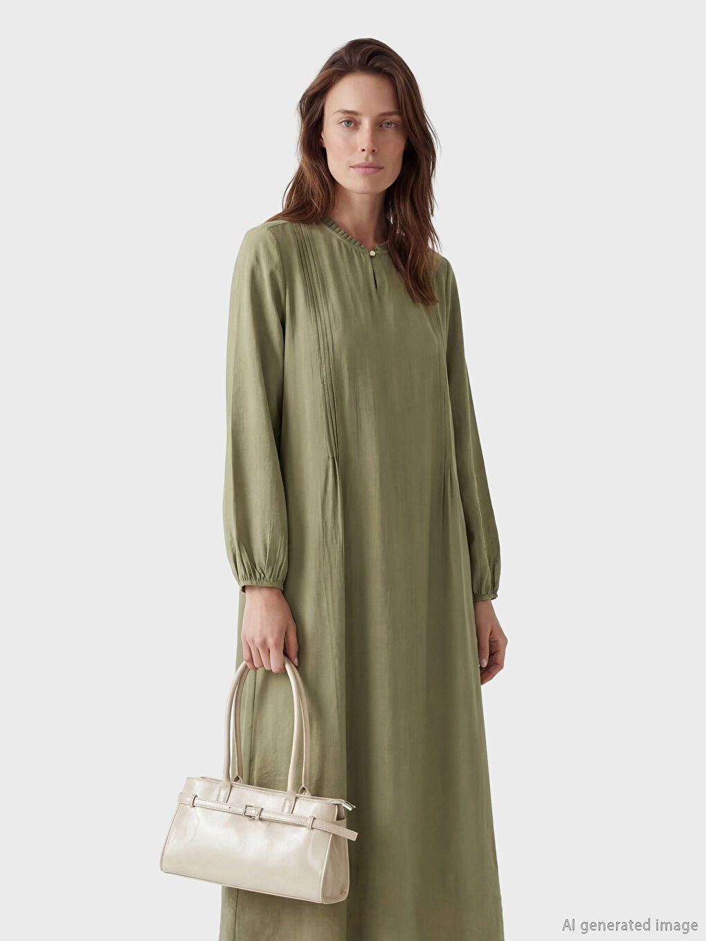 فستان بقصة على شكل حرف A بياقة جد مكشكشة-1