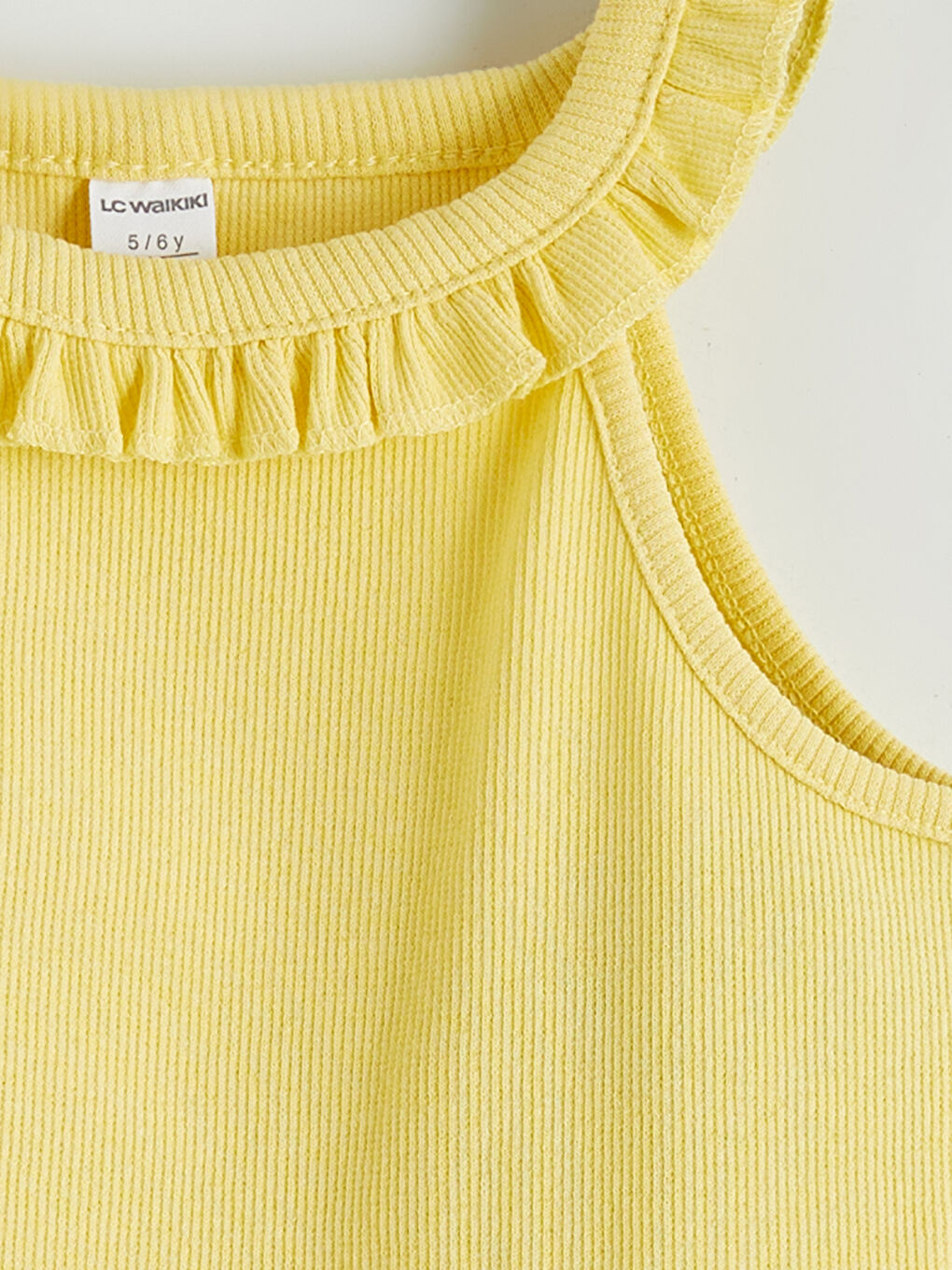 Sarı Bebe Yaka Fitilli Kız Çocuk Atlet-1