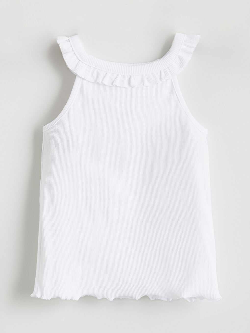 Beyaz Bebe Yaka Fitilli Kız Çocuk Atlet