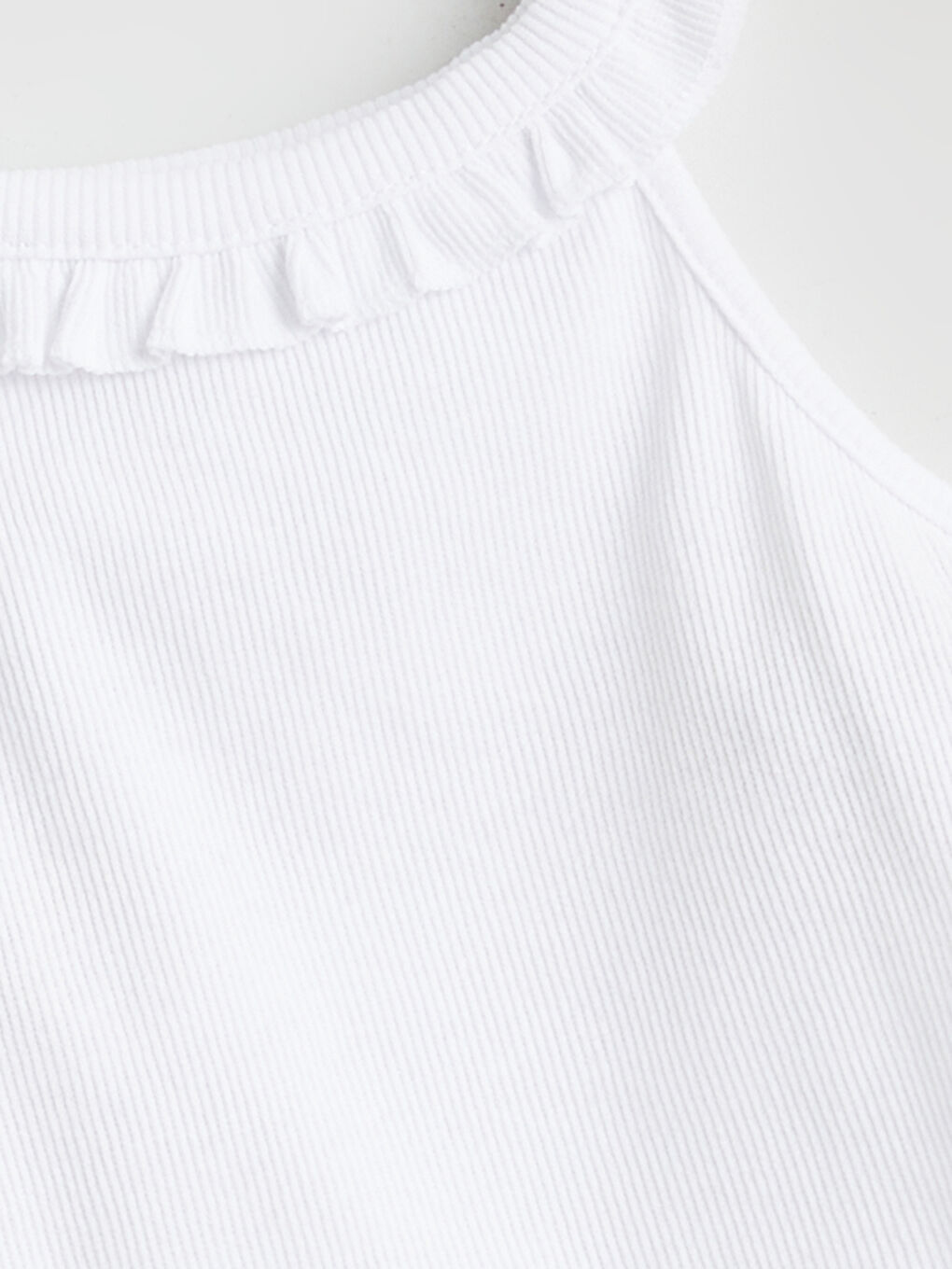 Beyaz Bebe Yaka Fitilli Kız Çocuk Atlet-1