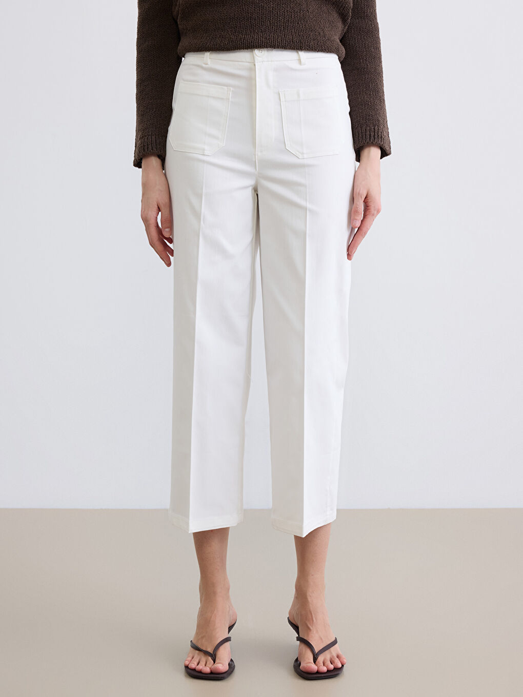 Woman ECRU Trousers-1