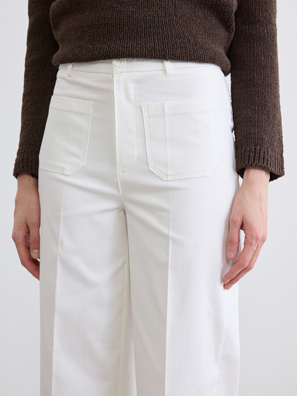 Woman ECRU Trousers-2
