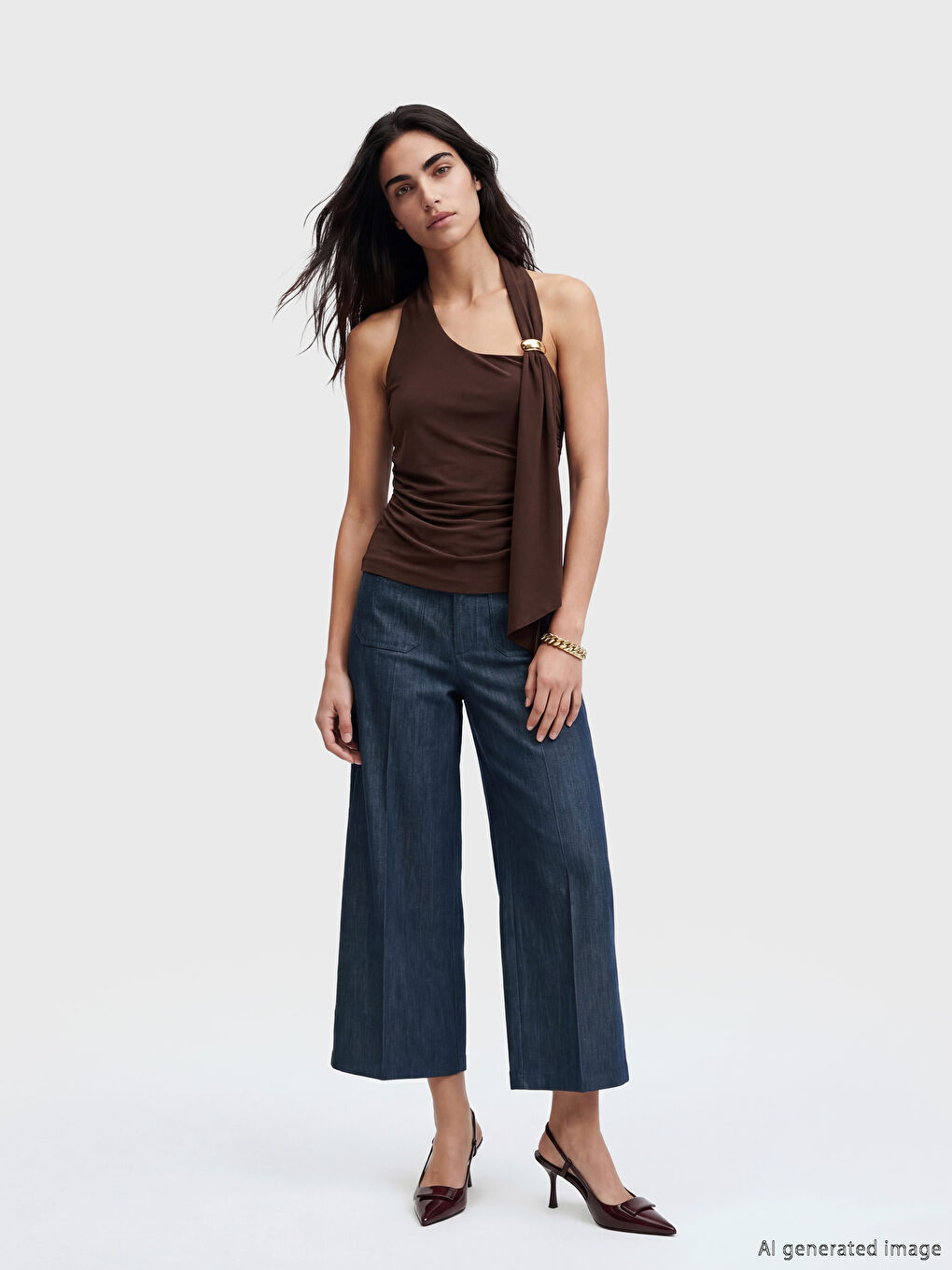 Ψηλόμεσο Φαρδιάς Γραμμής Παντελόνι για γυναίκες